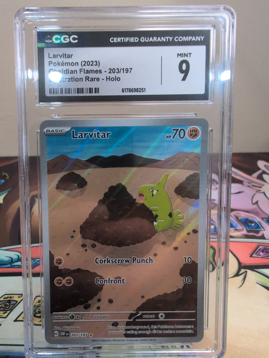 CGC 9 Larvitar 203/197 Obsidian Flames Secret Illustration Rare Pokemon Card