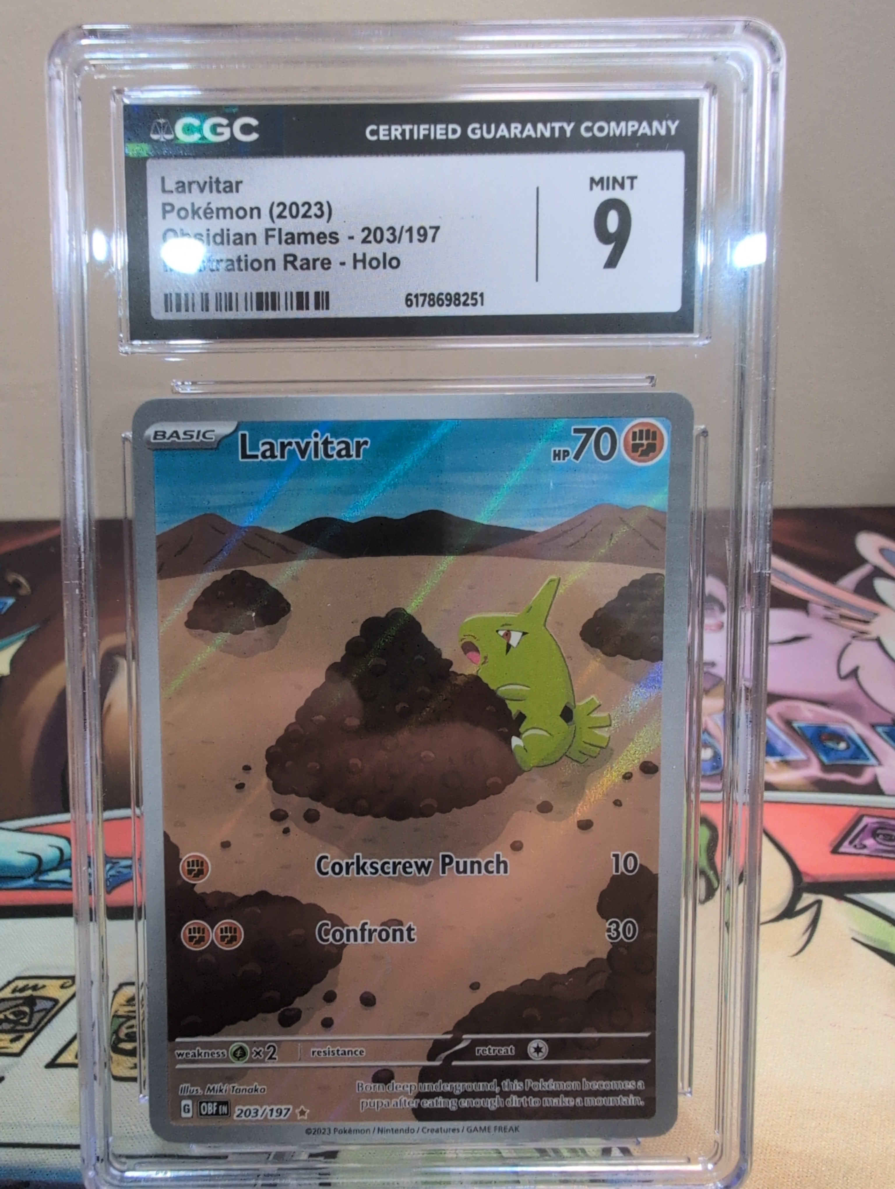 CGC 9 Larvitar 203/197 Obsidian Flames Secret Illustration Rare Pokemon Card